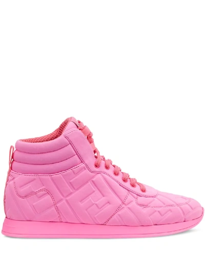 Shop Fendi Prints On High-top Sneakers In Pink