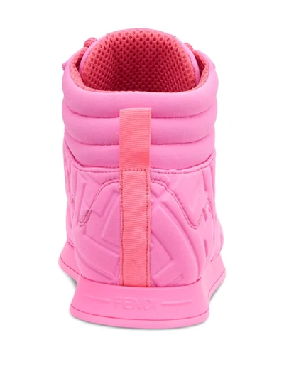 Shop Fendi Prints On High-top Sneakers In Pink