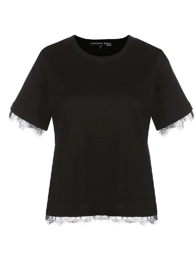 Shop Veronica Beard Lace Trim T-shirt In Black