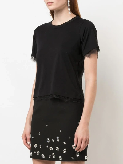 Shop Veronica Beard Lace Trim T-shirt In Black