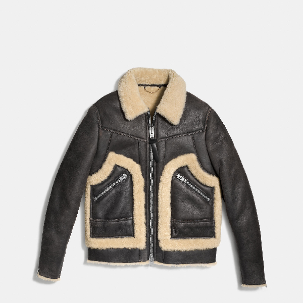 Coach Shearling Stinger Jacket In Schwarz Knistern Modesens