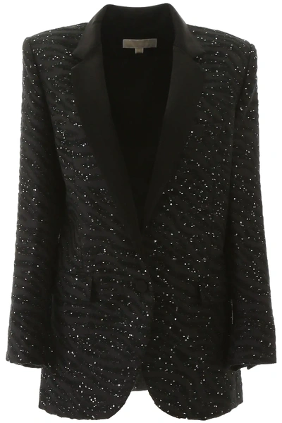Shop Michael Michael Kors Jacquard Blazer With Sequins In Black