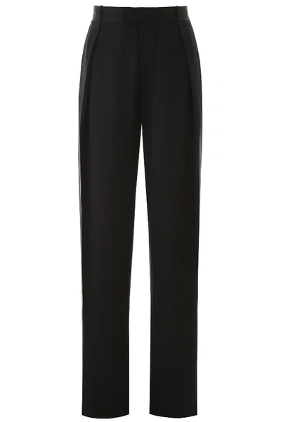 Shop Bottega Veneta Silk Trousers In Black