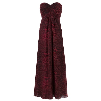 Pre-owned Tadashi Shoji Leopard Print Evening Gown M In Red