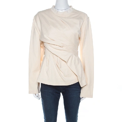 Pre-owned Balenciaga Cream Cotton Wrinkled Detail Sweatshirt M