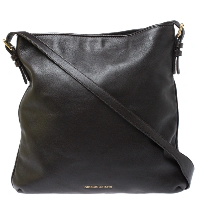 Pre-owned Giorgio Armani Brown Leather Messenger Bag