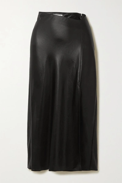 Shop Alexander Wang T Wash And Go Asymmetric Satin Midi Skirt In Black