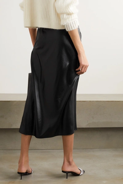 Shop Alexander Wang T Wash And Go Asymmetric Satin Midi Skirt In Black
