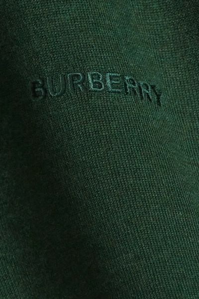 Shop Burberry Embroidered Cashmere And Silk-blend Turtleneck Sweater In Green