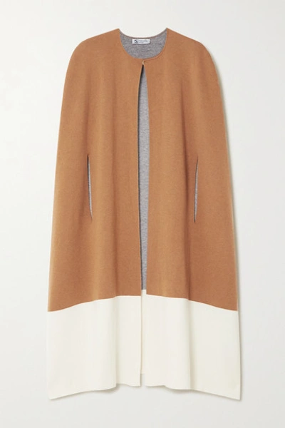 Shop Johnstons Of Elgin Two-tone Stretch-cashmere Cape In Camel
