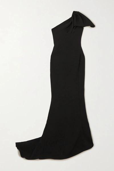 Shop Maticevski Accompany One-shoulder Draped Cady Gown In Black