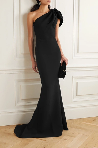 Shop Maticevski Accompany One-shoulder Draped Cady Gown In Black