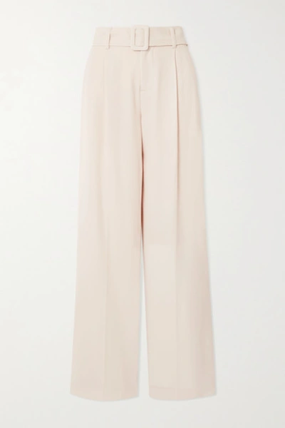 Shop Vince Belted Crepe Wide-leg Pants In White