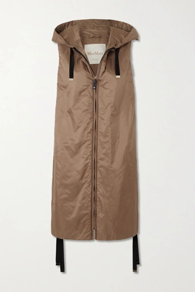Shop Max Mara The Cube Hooded Padded Shell Gilet In Camel