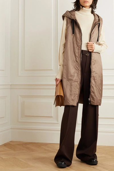 Shop Max Mara The Cube Hooded Padded Shell Gilet In Camel