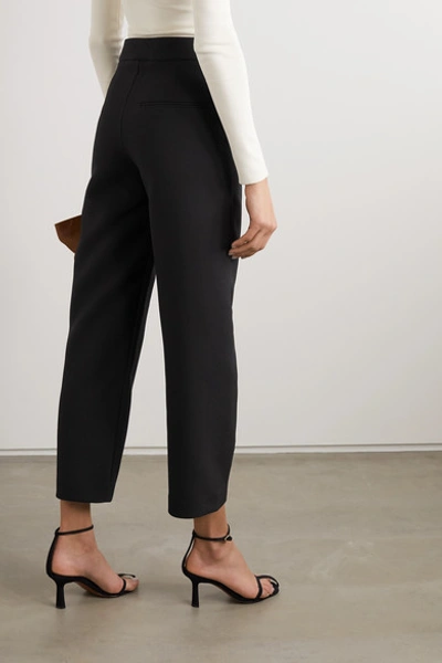 Shop Totême Novara Cropped Drill Straight-leg Pants In Black