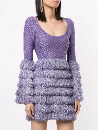 Shop Alice Mccall Striped Cut-out Midi Dress In Purple