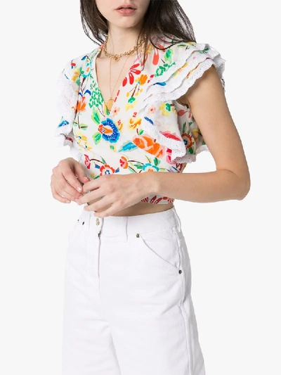 Shop All Things Mochi Bviola Floral-print Blouse In White