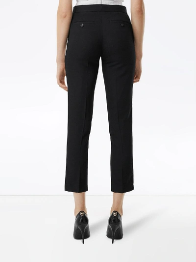 Shop Burberry Side Stripe Tailored Trousers In Black