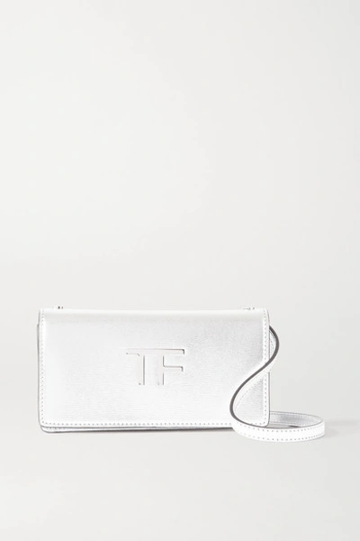 Shop Tom Ford Tf Mini Metallic Leather Shoulder Bag In Silver