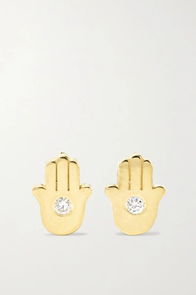 Jennifer Meyer Mini Hamsa 18-karat Gold Diamond Earrings In Gold