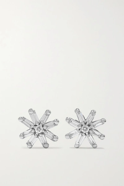 Shop Suzanne Kalan 18-karat White Gold Diamond Earrings