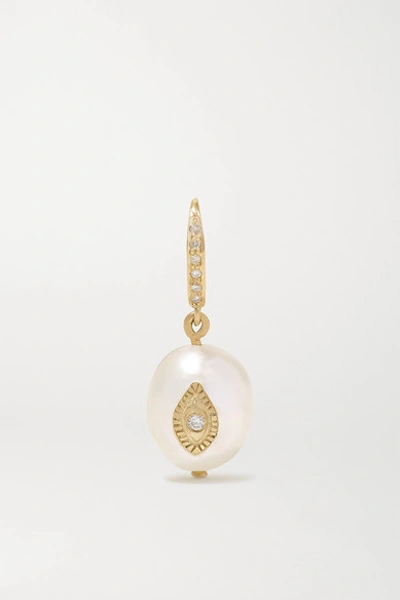 Shop Pascale Monvoisin Charlie N°1 9-karat Gold, Pearl And Diamond Earring