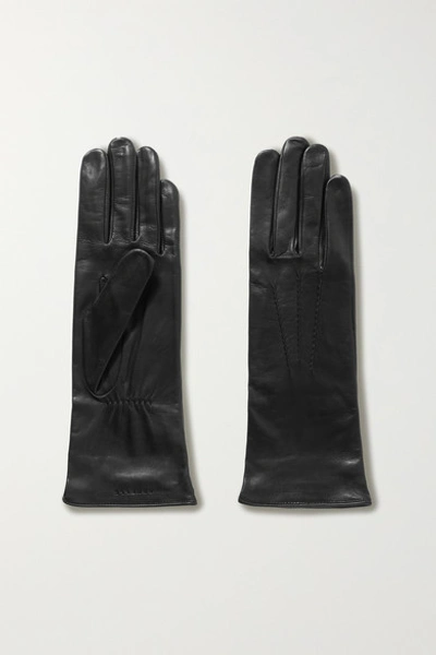 Shop Agnelle Grace Leather Gloves In Black