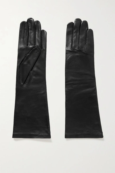 Shop Agnelle Celia Leather Gloves In Black