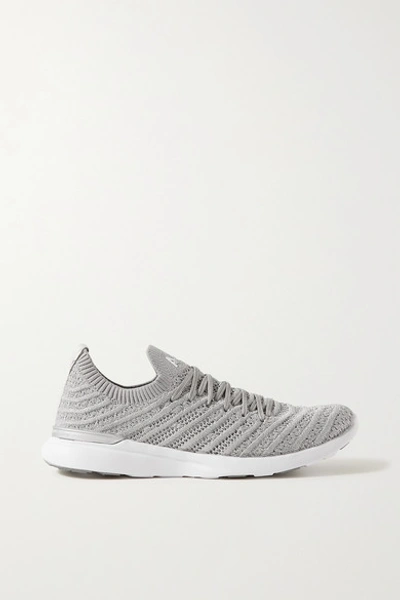 Shop Apl Athletic Propulsion Labs Techloom Wave Metallic Mesh Sneakers In Silver