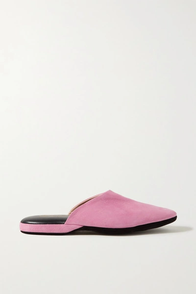 Shop Charvet Suede Slippers In Baby Pink