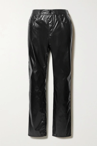 Shop Mm6 Maison Margiela Vinyl Straight-leg Pants In Black