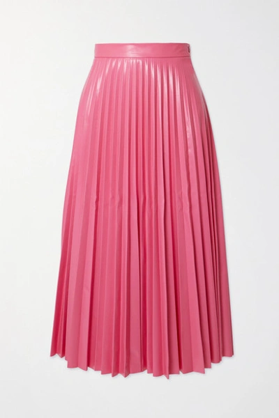 Shop Mm6 Maison Margiela Pleated Vinyl Midi Skirt In Pink