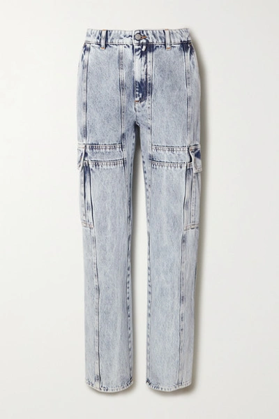 Shop Mm6 Maison Margiela Acid-wash High-rise Straight-leg Jeans In Light Denim