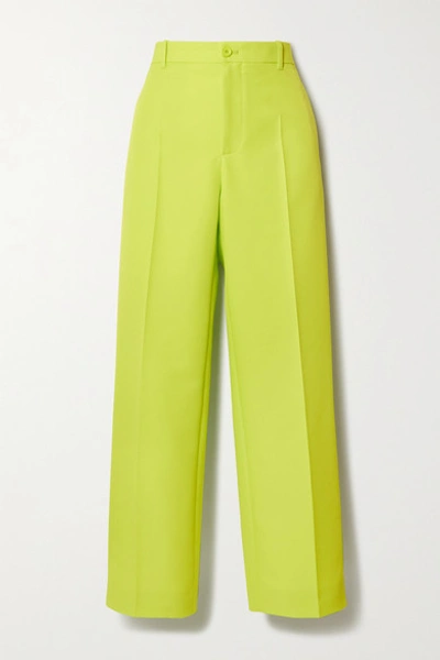 Shop Balenciaga Neon Twill Straight-leg Pants In Yellow