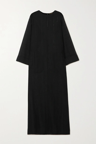 Shop Saint Laurent Wool-voile Kaftan In Black