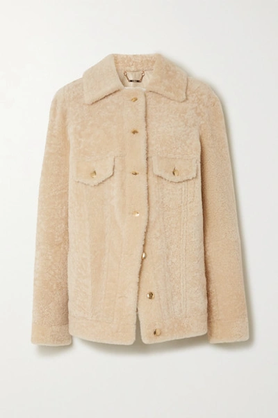 Shop Chloé Shearling Jacket In Ivory