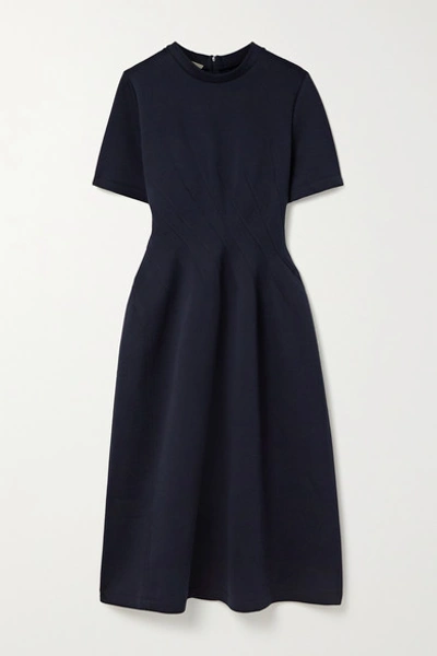 Shop Marni Cotton-blend Jersey Dress In Midnight Blue