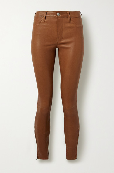 brown leather pants