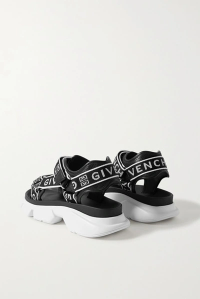 Shop Givenchy Jaw Logo-jacquard And Perforated Faux Leather Platform Sandals In Black