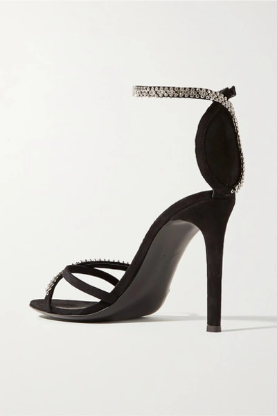 Shop Giuseppe Zanotti Crystal-embellished Suede Sandals In Black