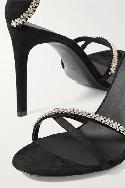 Shop Giuseppe Zanotti Crystal-embellished Suede Sandals In Black