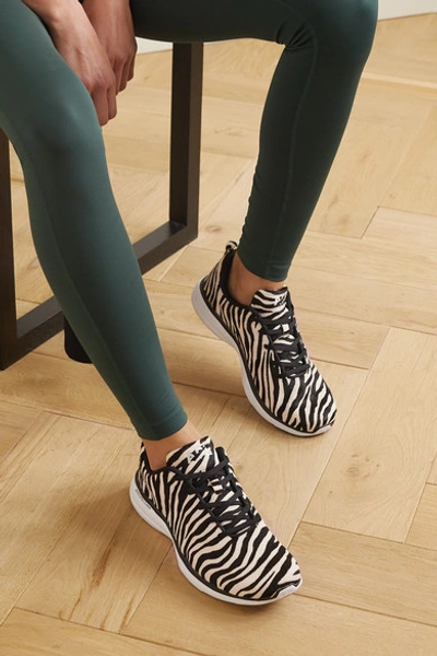 Shop Apl Athletic Propulsion Labs Techloom Pro Zebra-print Calf Hair Sneakers In Zebra Print