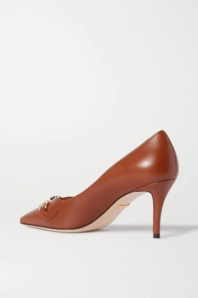 Shop Gucci Zumi Embellished Leather Pumps In Tan