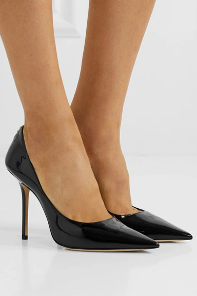 Shop Jimmy Choo Love 100 Patent-leather Pumps In Black