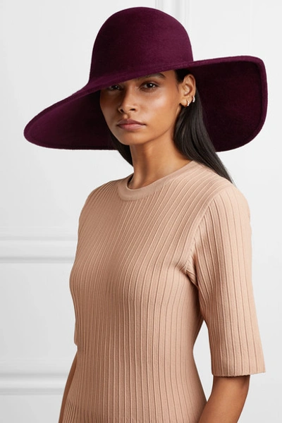 Shop Philip Treacy Embellished Wool-felt Hat In Burgundy