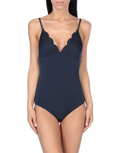 Shop Stella Mccartney One-piece Swimsuits In Dark Blue