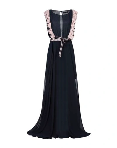 Shop Frankie Morello Long Dresses In Dark Blue
