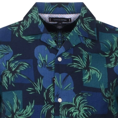 Shop Tommy Hilfiger Short Sleeved Palm Tree Shirt Navy