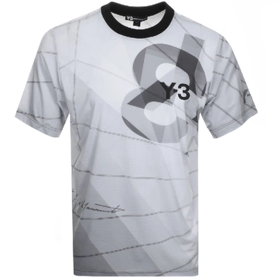 Shop Y-3 Logo Football T Shirt Grey